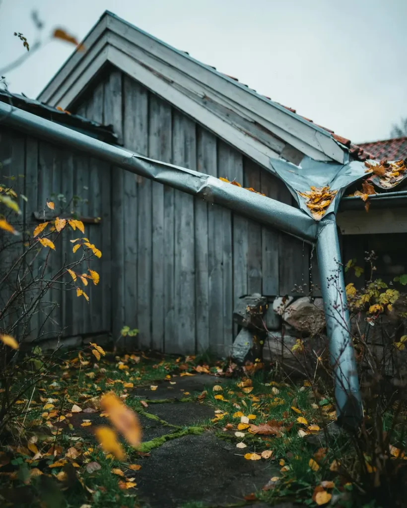 l v i h ngr nnorna i oktober s skyddar pl tdetaljer och takavvattning huset inf r senh stens regn